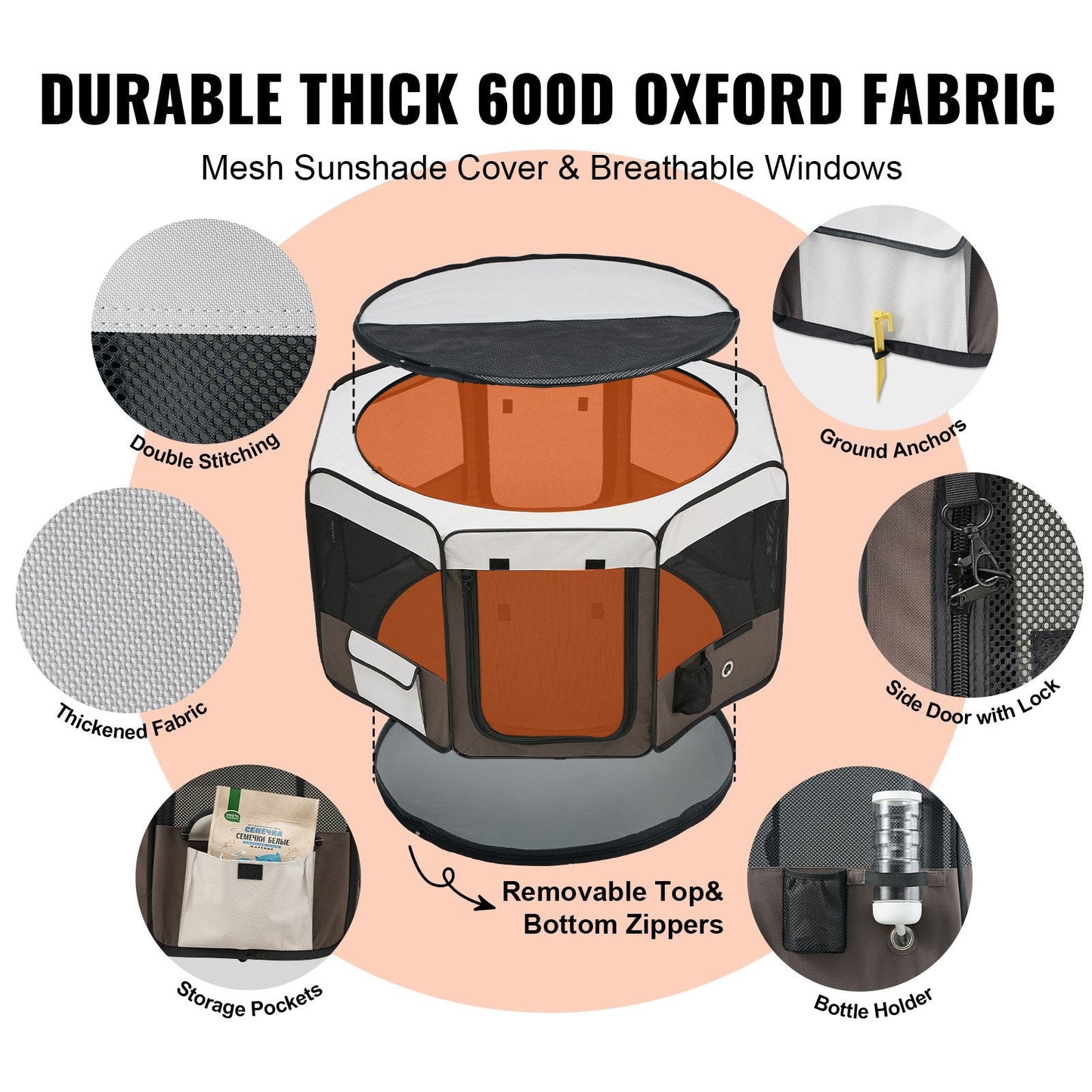 Hopfällbar lekhage för husdjur